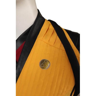 Ensemble de costume Cosplay Mortal Kombat Scorpion avec gilet, pantalon et ceinture pour Halloween et carnaval
