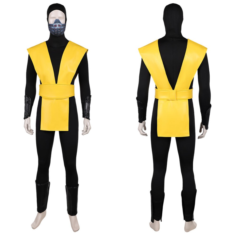 Costume de fête cosplay de ninja classique jaune Scorpion Mortal Kombat pour Halloween et carnaval