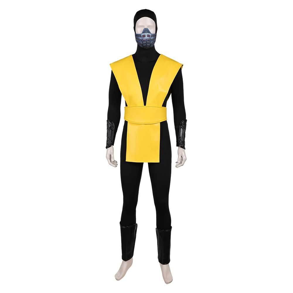 Costume de fête cosplay de ninja classique jaune Scorpion Mortal Kombat pour Halloween et carnaval