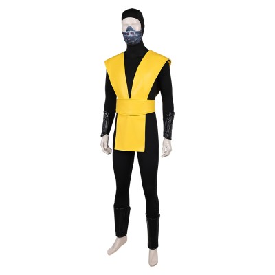 Costume de fête cosplay de ninja classique jaune Scorpion Mortal Kombat pour Halloween et carnaval