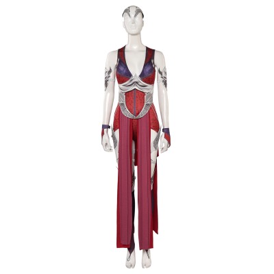 Mortal Kombat Nitara Robe Avec Accessoires Ensemble Complet Costume Cosplay Halloween Carnaval Tenue