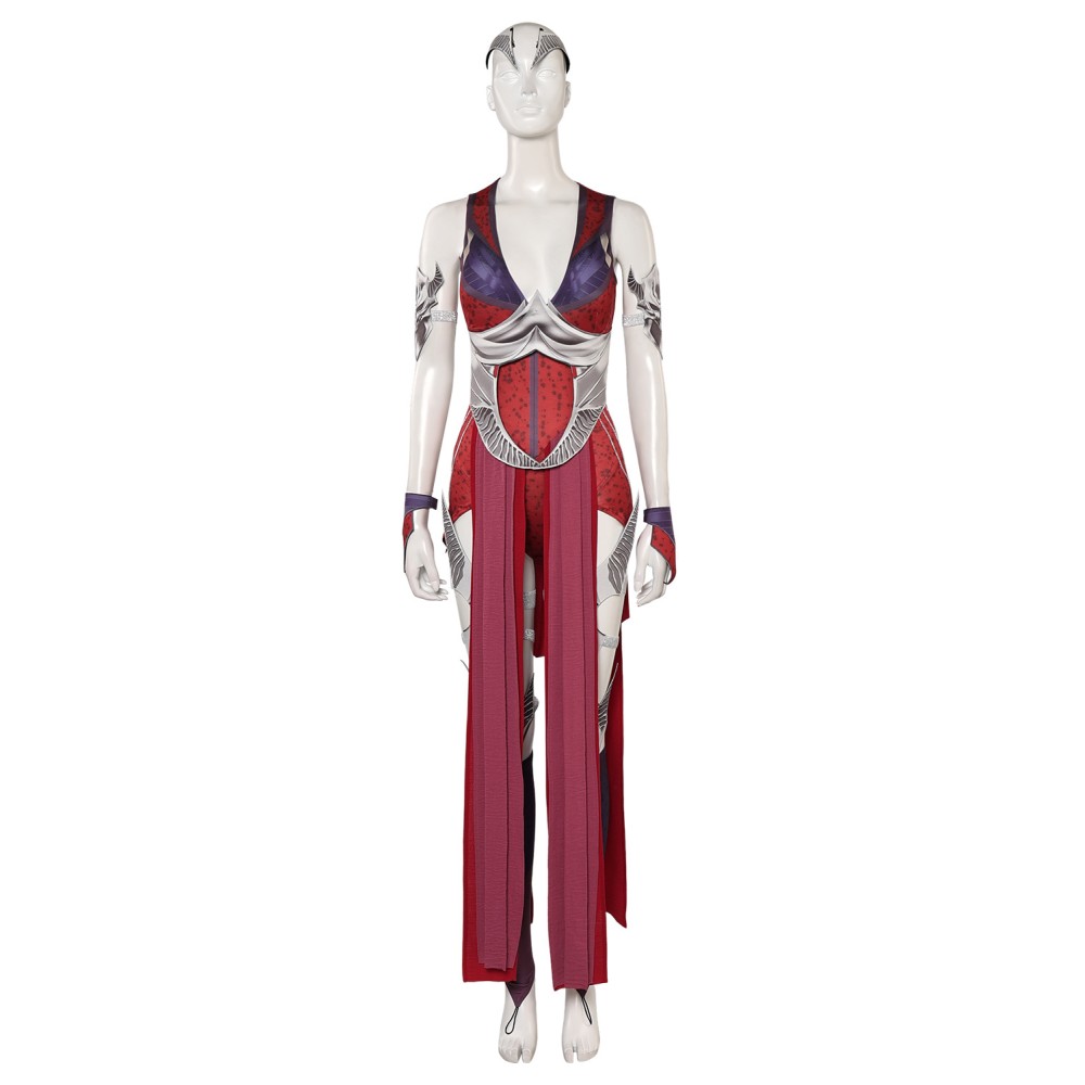 Mortal Kombat Nitara Robe Avec Accessoires Ensemble Complet Costume Cosplay Halloween Carnaval Tenue