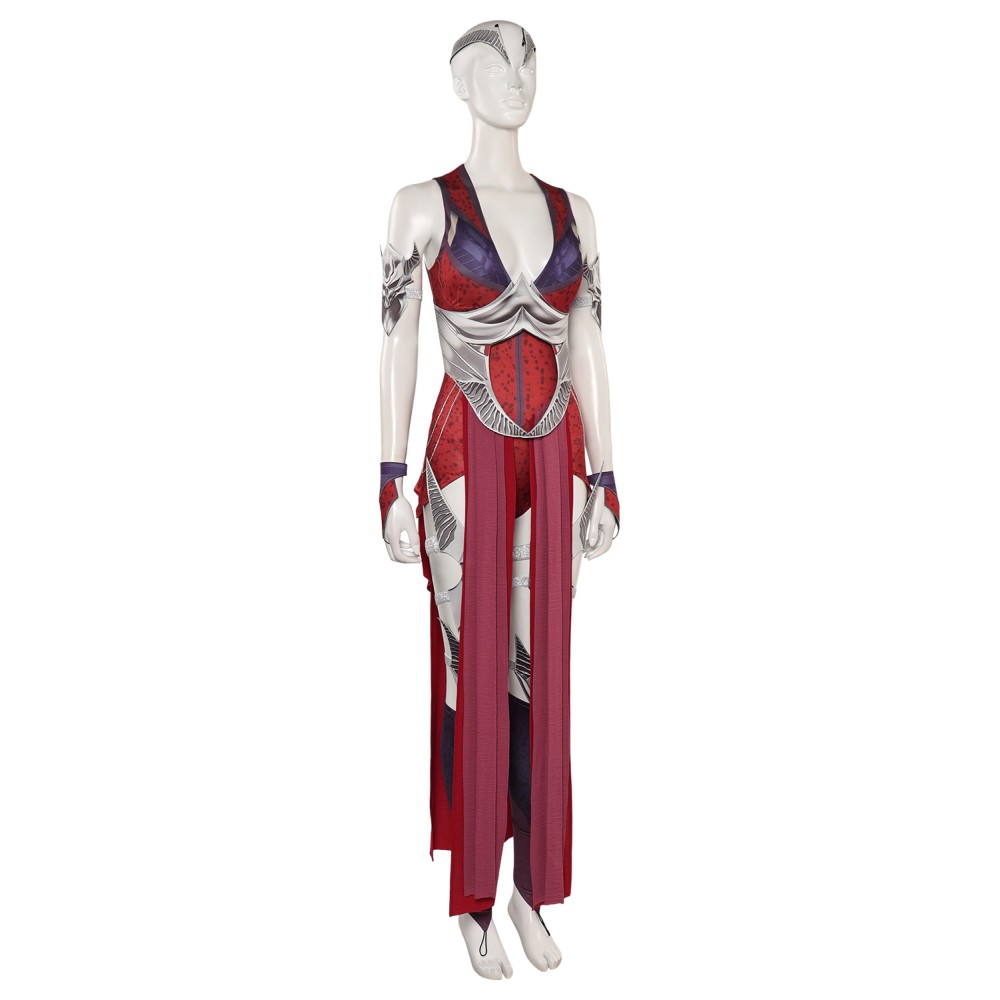 Mortal Kombat Nitara Robe Avec Accessoires Ensemble Complet Costume Cosplay Halloween Carnaval Tenue