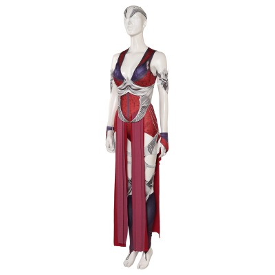 Mortal Kombat Nitara Robe Avec Accessoires Ensemble Complet Costume Cosplay Halloween Carnaval Tenue