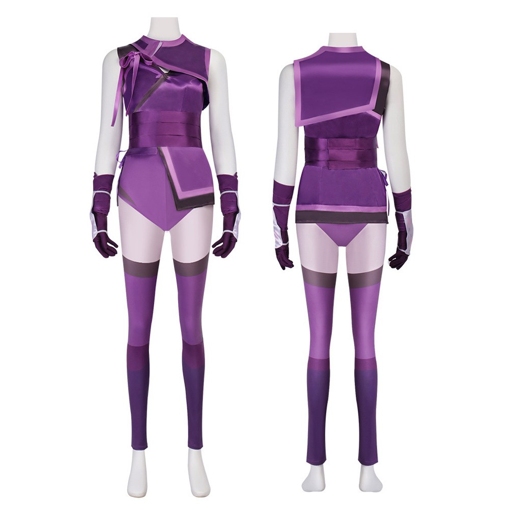 Mortal Kombat Mileena Costume de Cosplay Femme Violet Tenue de Halloween Carnaval