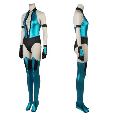 Mortal Kombat KITANA Women Blue Bikini Set Cosplay Costume Halloween Carnival