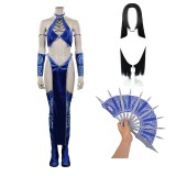 Mortal Kombat 9 Kitana Blue Suit Cosplay Costume Halloween Carnival Outfit