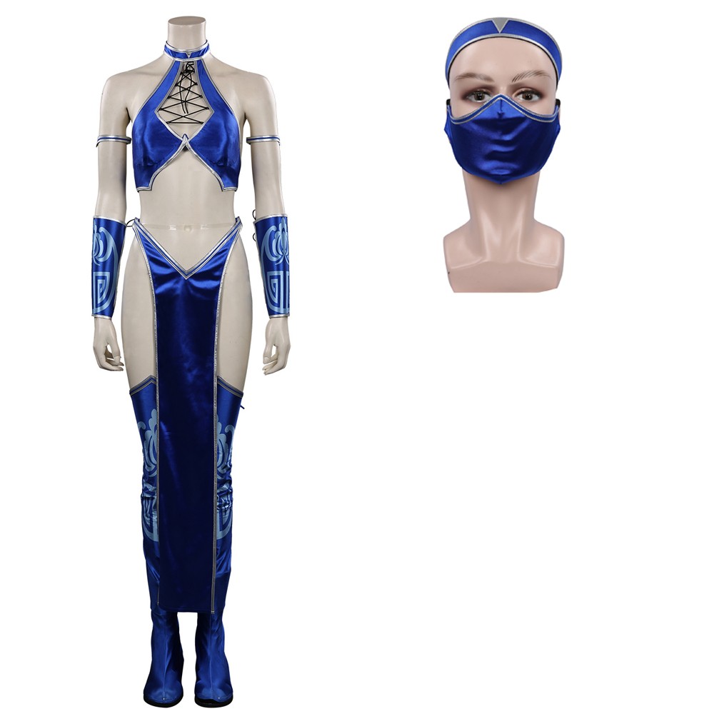 Mortal Kombat 9 Kitana Blue Suit Cosplay Costume Halloween Carnival Outfit