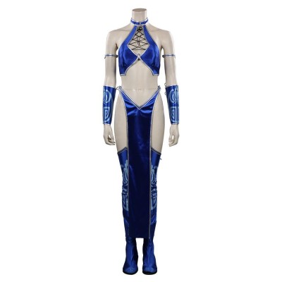 Mortal Kombat 9 Kitana Blue Suit Cosplay Costume Halloween Carnival Outfit
