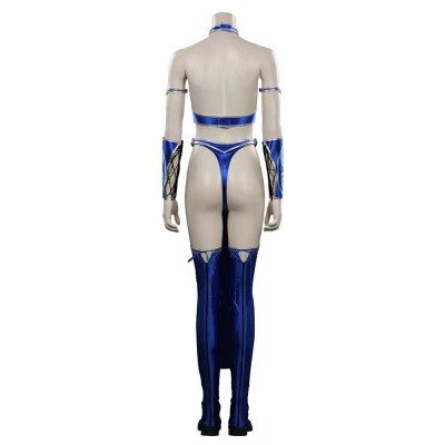 Mortal Kombat 9 Kitana Blue Suit Cosplay Costume Halloween Carnival Outfit