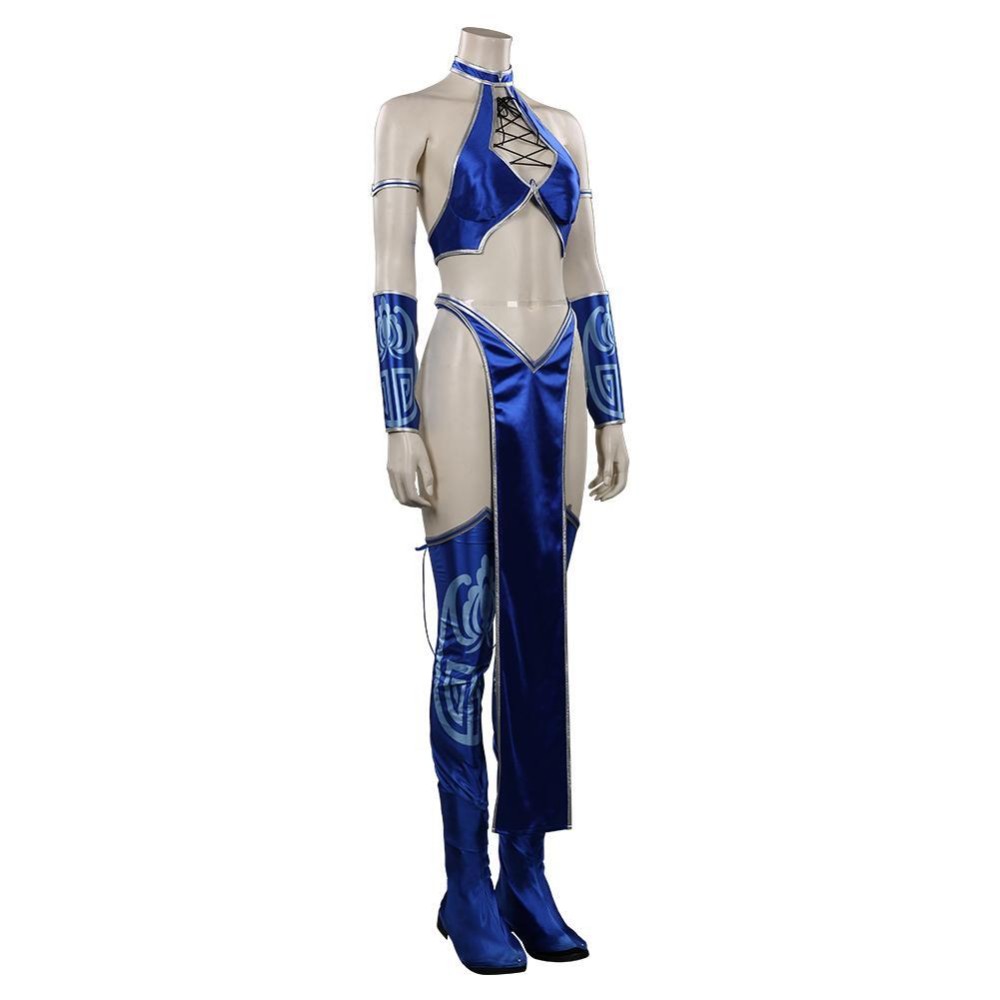 Mortal Kombat 9 Kitana Blue Suit Cosplay Costume Halloween Carnival Outfit