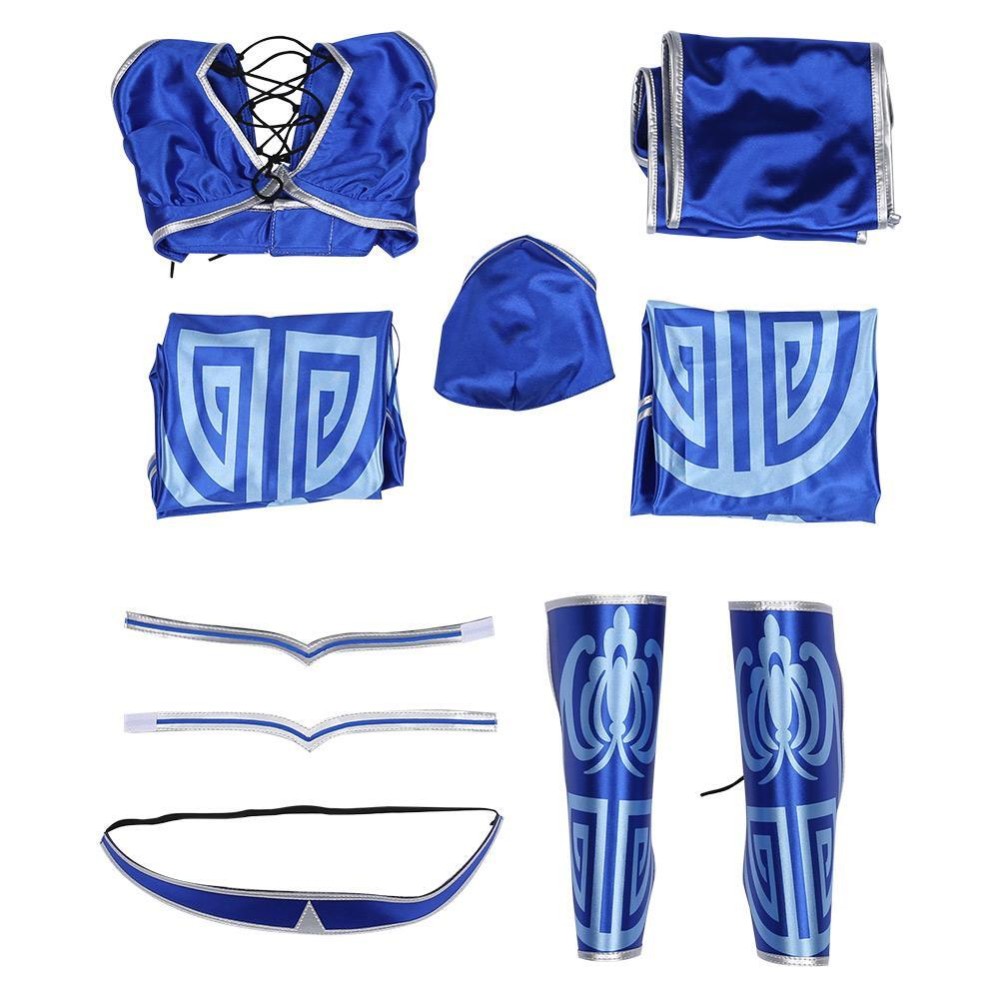 Mortal Kombat 9 Kitana Blue Suit Cosplay Costume Halloween Carnival Outfit