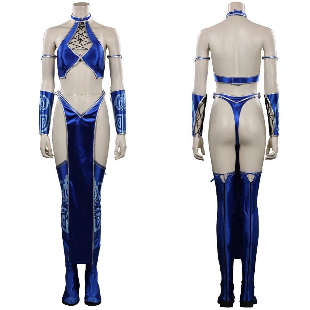 Mortal Kombat 9 Kitana Blue Suit Cosplay Costume Halloween Carnival Outfit
