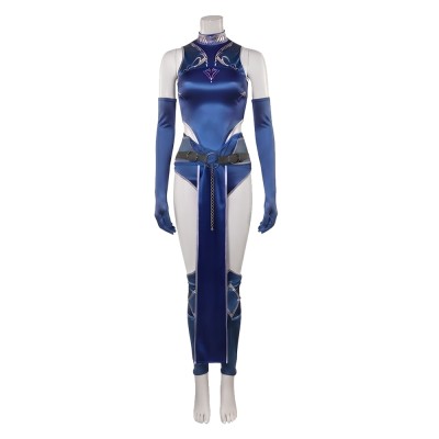Mortal Kombat Kitana Blue Sexy Cosplay Costume Halloween Carnival Outfit