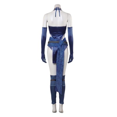 Costume de cosplay sexy bleu de Kitana de Mortal Kombat pour Halloween et carnaval