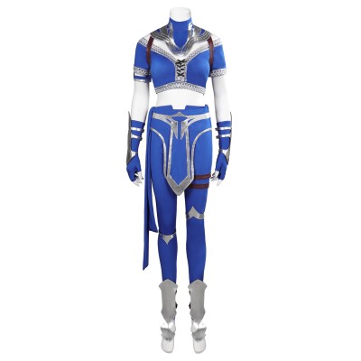 Costume de cosplay Kitana en bleu de Mortal Kombat pour Halloween et carnaval