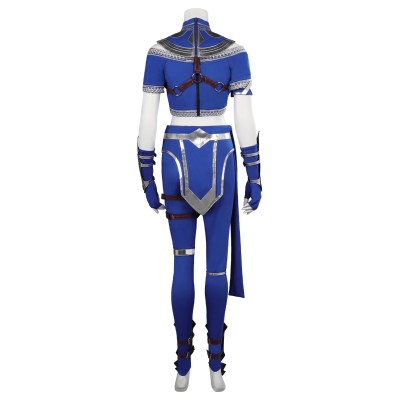 Costume de cosplay Kitana en bleu de Mortal Kombat pour Halloween et carnaval