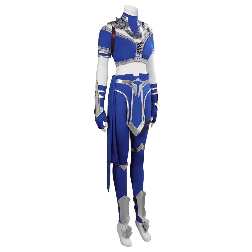Costume de cosplay Kitana en bleu de Mortal Kombat pour Halloween et carnaval