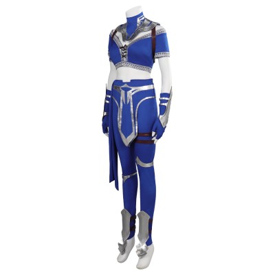Costume de cosplay Kitana en bleu de Mortal Kombat pour Halloween et carnaval