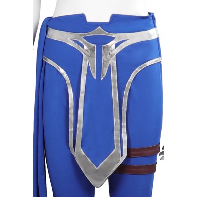 Costume de cosplay Kitana en bleu de Mortal Kombat pour Halloween et carnaval