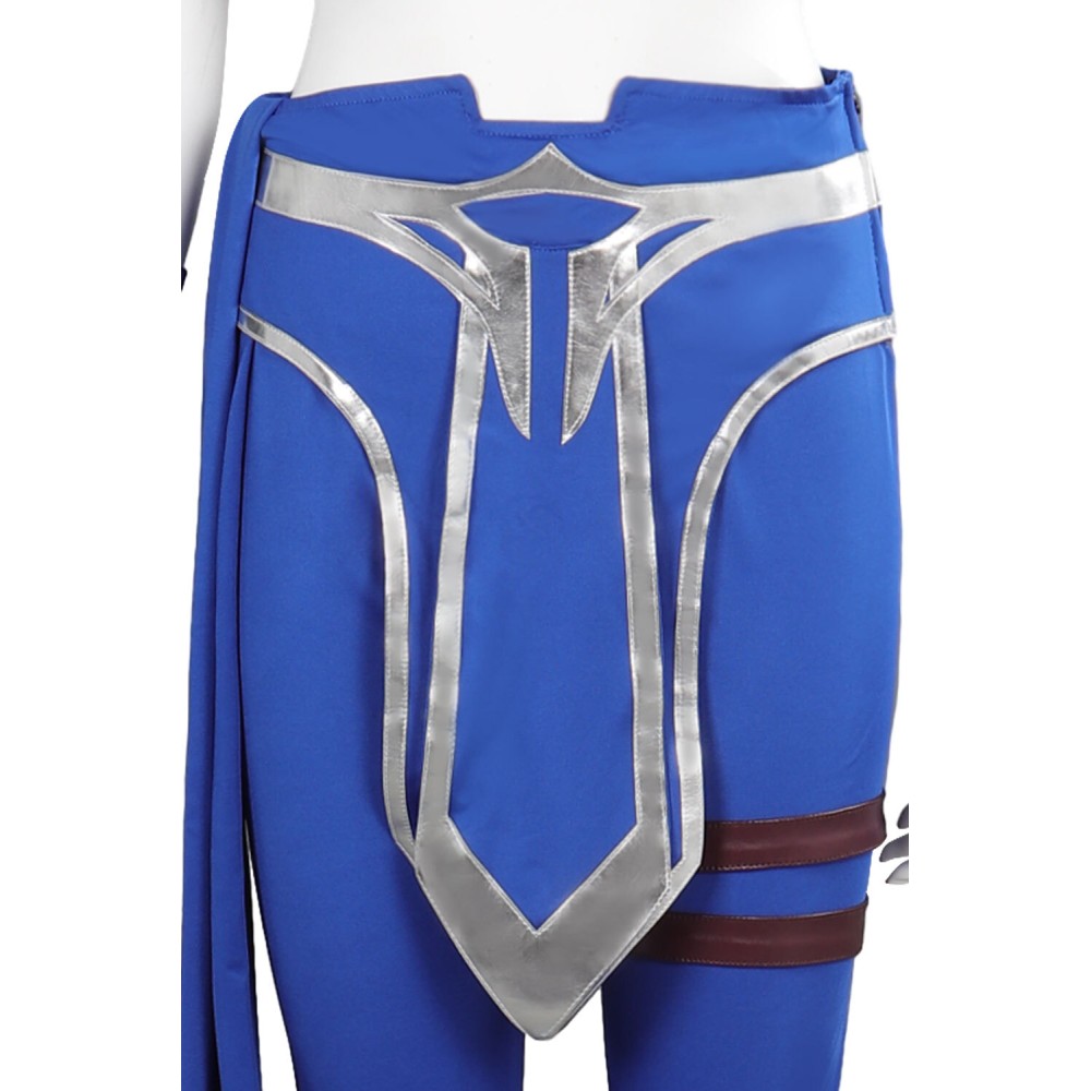 Costume de cosplay Kitana en bleu de Mortal Kombat pour Halloween et carnaval