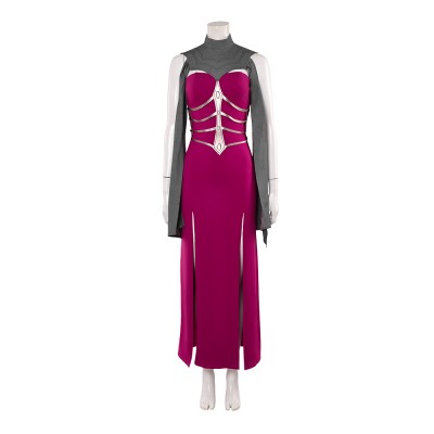 Mortal Kombat 2 Sindel Costume de Cosplay Femme Robe Violette Tenue Halloween Carnaval