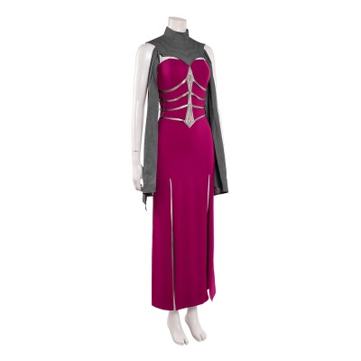Mortal Kombat 2 Sindel Costume de Cosplay Femme Robe Violette Tenue Halloween Carnaval