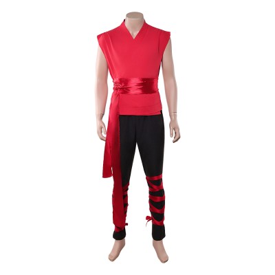 Mortal Kombat 2 Liu Kang Red Training Cosplay Costume Halloween Carnival Outfit