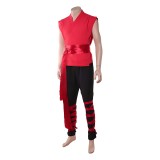 Mortal Kombat 2 Liu Kang Costume de Cosplay d'Entraînement Rouge Tenue d'Halloween Carnaval
