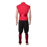 Mortal Kombat 2 Liu Kang Costume de Cosplay d'Entraînement Rouge Tenue d'Halloween Carnaval