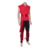 Mortal Kombat 2 Liu Kang Costume de Cosplay d'Entraînement Rouge Tenue d'Halloween Carnaval