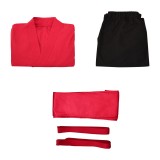 Mortal Kombat 2 Liu Kang Costume de Cosplay d'Entraînement Rouge Tenue d'Halloween Carnaval