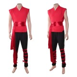Mortal Kombat 2 Liu Kang Costume de Cosplay d'Entraînement Rouge Tenue d'Halloween Carnaval