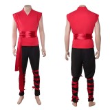 Mortal Kombat 2 Liu Kang Costume de Cosplay d'Entraînement Rouge Tenue d'Halloween Carnaval