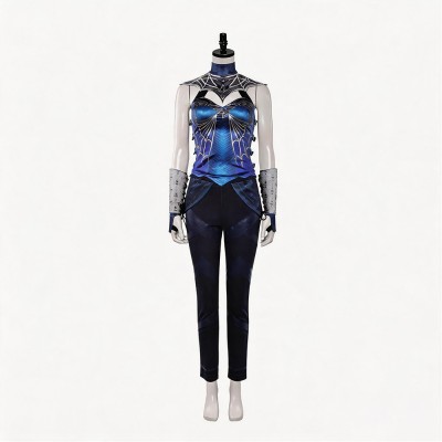 Mortal Kombat 2 Kitana Women Blue Cosplay Costume Halloween Carnival Outfit
