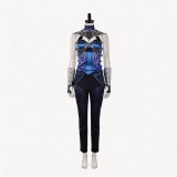 Mortal Kombat 2 Kitana Women Blue Cosplay Costume Halloween Carnival Outfit
