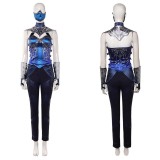 Mortal Kombat 2 Kitana Women Blue Cosplay Costume Halloween Carnival Outfit