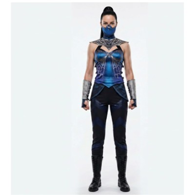 Mortal Kombat 2 Kitana Women Blue Cosplay Costume Halloween Carnival Outfit