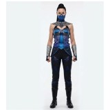 Mortal Kombat 2 Kitana Women Blue Cosplay Costume Halloween Carnival Outfit