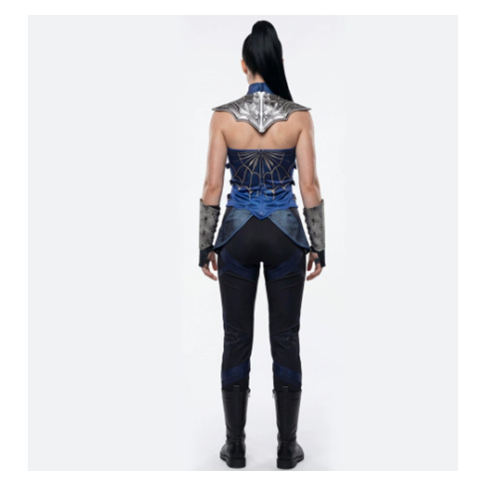 Mortal Kombat 2 Kitana Women Blue Cosplay Costume Halloween Carnival Outfit