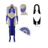 Mortal Kombat 2 Kitana Blue Cosplay Costume Halloween Carnival Outfit