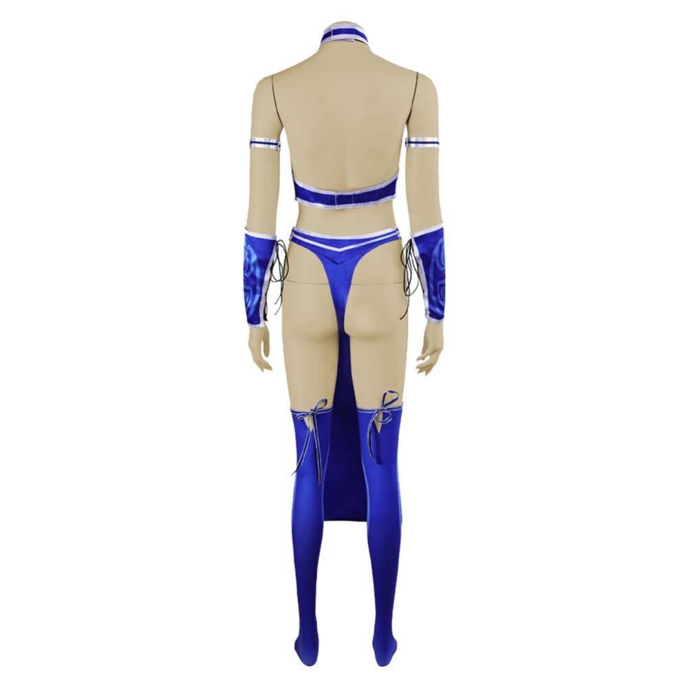 Mortal Kombat 2 Kitana Blue Cosplay Costume Halloween Carnival Outfit