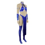 Mortal Kombat 2 Kitana Blue Cosplay Costume Halloween Carnival Outfit