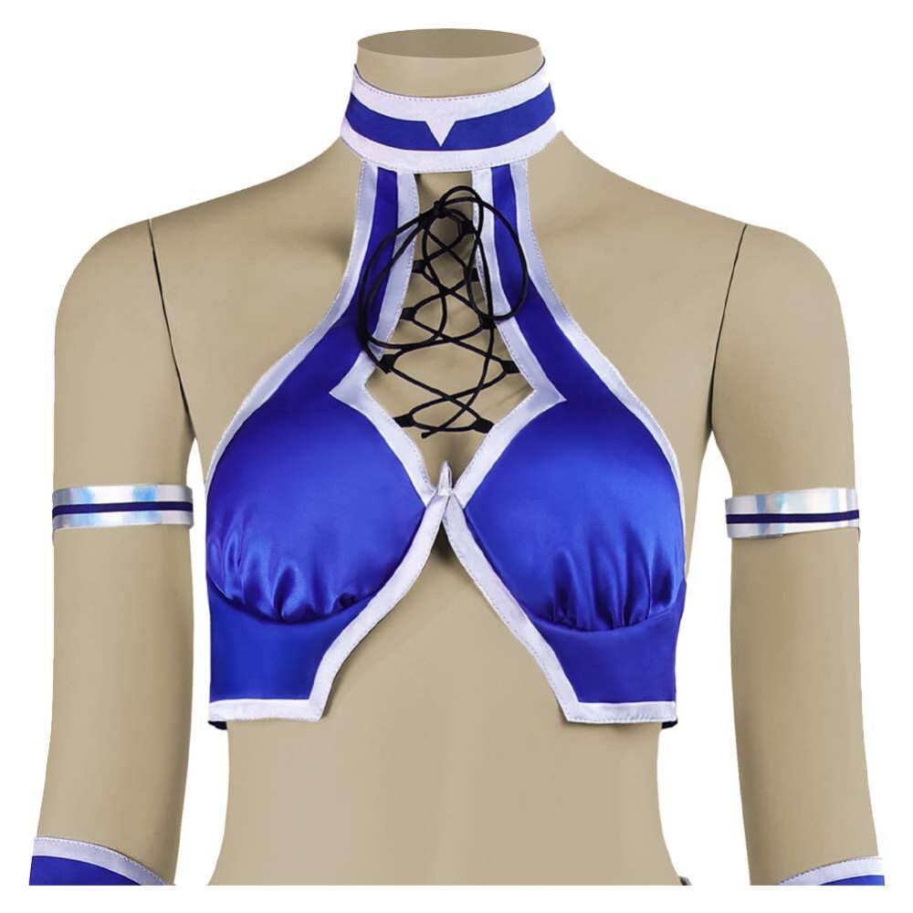 Mortal Kombat 2 Kitana Blue Cosplay Costume Halloween Carnival Outfit