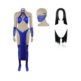 Mortal Kombat 2 Kitana Blue Cosplay Costume Halloween Carnival Outfit