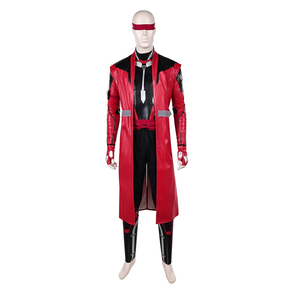 Mortal Kombat 2 Kenshi Takahashi Costume de Cosplay en Cuir Rouge Tenue de Halloween Carnaval