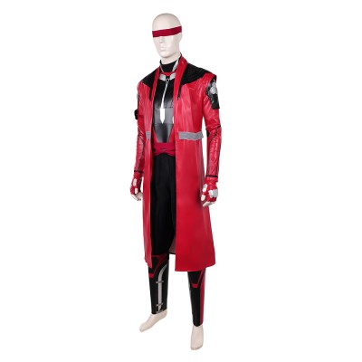 Mortal Kombat 2 Kenshi Takahashi Costume de Cosplay en Cuir Rouge Tenue de Halloween Carnaval