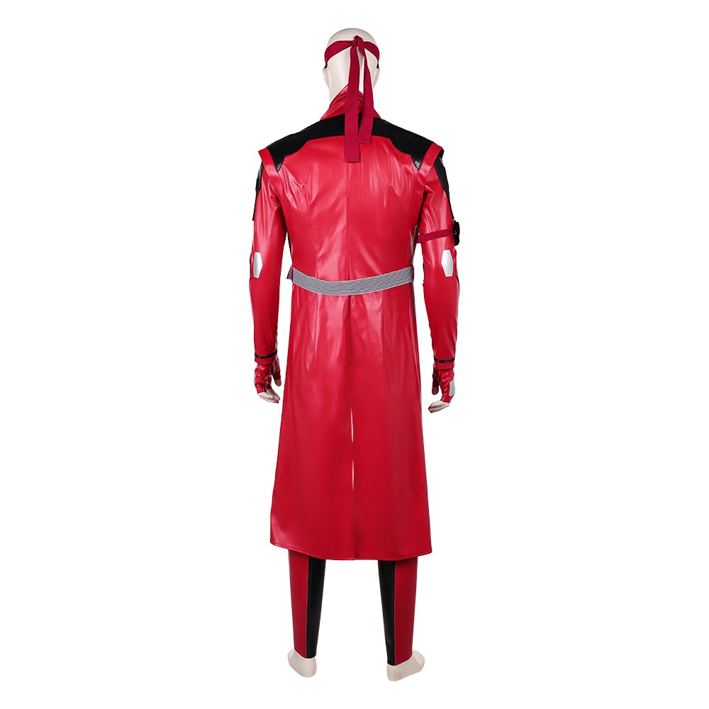 Mortal Kombat 2 Kenshi Takahashi Costume de Cosplay en Cuir Rouge Tenue de Halloween Carnaval