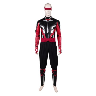 Mortal Kombat 2 Kenshi Takahashi Costume de Cosplay en Cuir Rouge Tenue de Halloween Carnaval