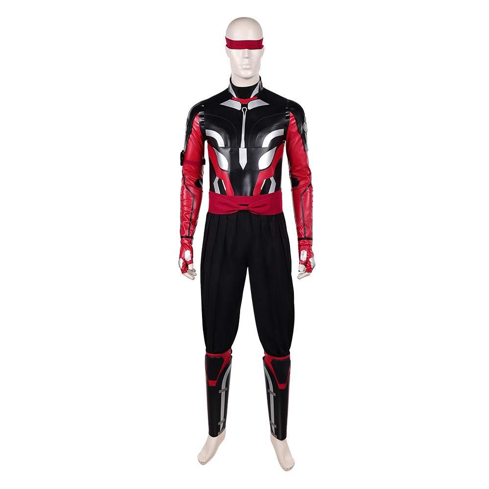 Mortal Kombat 2 Kenshi Takahashi Costume de Cosplay en Cuir Rouge Tenue de Halloween Carnaval
